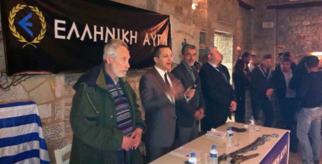 Ο Γούδης με τον Κασιδιάρη σε εκδήλωση της “Ελληνικής Αυγής”.