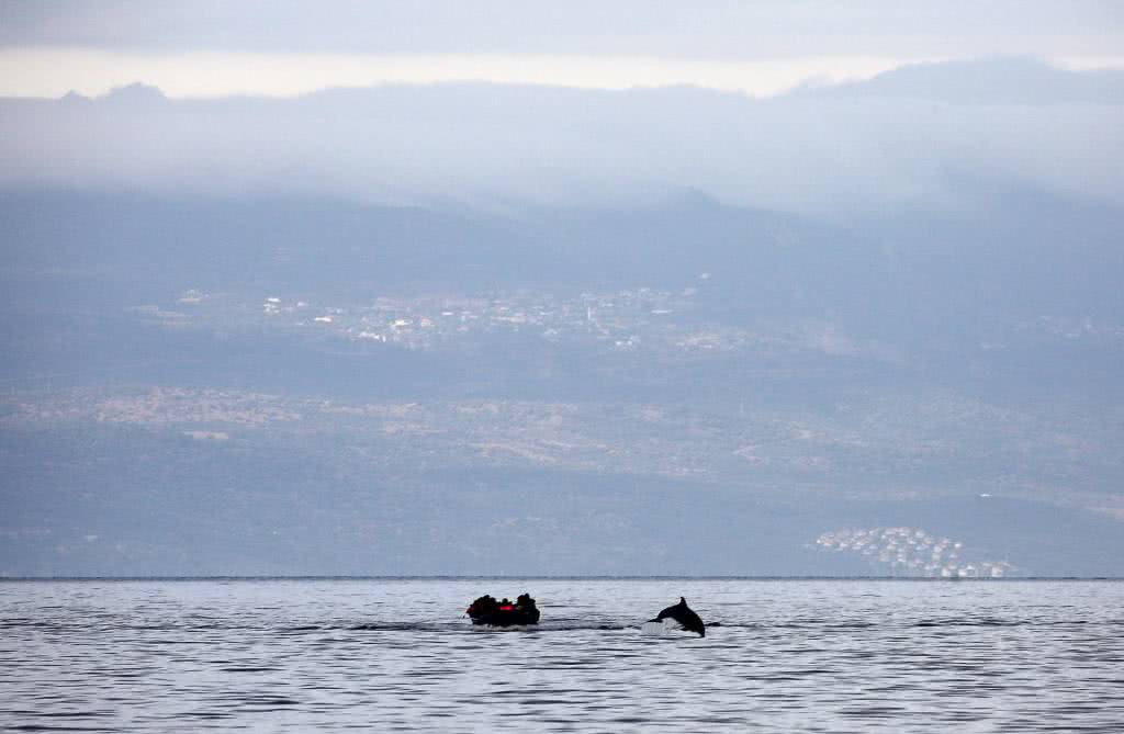 Μια μέρα καθώς φωτογράφιζα μια λέμβο παρατήρησα μια κίνηση στο νερό. Σκέφτηκα ότι κάποιος θα είχε πηδήξει στο νερό. Εστίασα και είδα ένα πτερύγιο. Ένα δελφίνι πηδούσε σχεδόν μπροστά από τη λέμβο. Ήταν πραγματικά μαγική στιγμή. Ήταν σαν το δελφίνι να έδειχνε το δρόμο στους ανθρώπους και να τους καλωσόριζε.